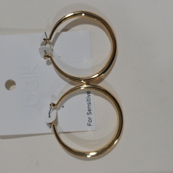 Belk Elegant Gold Tone Hoop Earrings For Sensitive Ears, Women's Fashion Jewelry - Picture 6 of 10